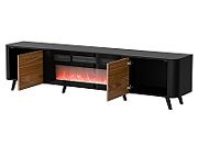 Cama Volare RTV cabinet 200 x 39 x 49 cm black/walnut + fireplace