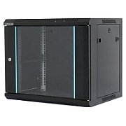 Rack 9U 600x450, montare pe perete, usa din sticla, panouri laterale detasabile si securizate , dezasamblat, culoare negru RAL 9004,  DATEUP