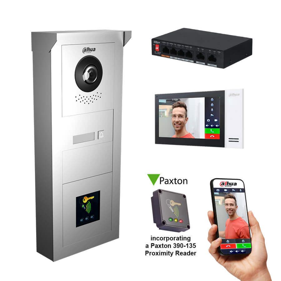 Dahua Four-  two-button or one-button door station  IP Two interfaces - Wi-fi and Ethernet Metal housing  IK08 VTO3311Q-WP