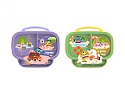 Farfurie compartimentata cu capac si lingurita si furculita, galbena, U-Grow