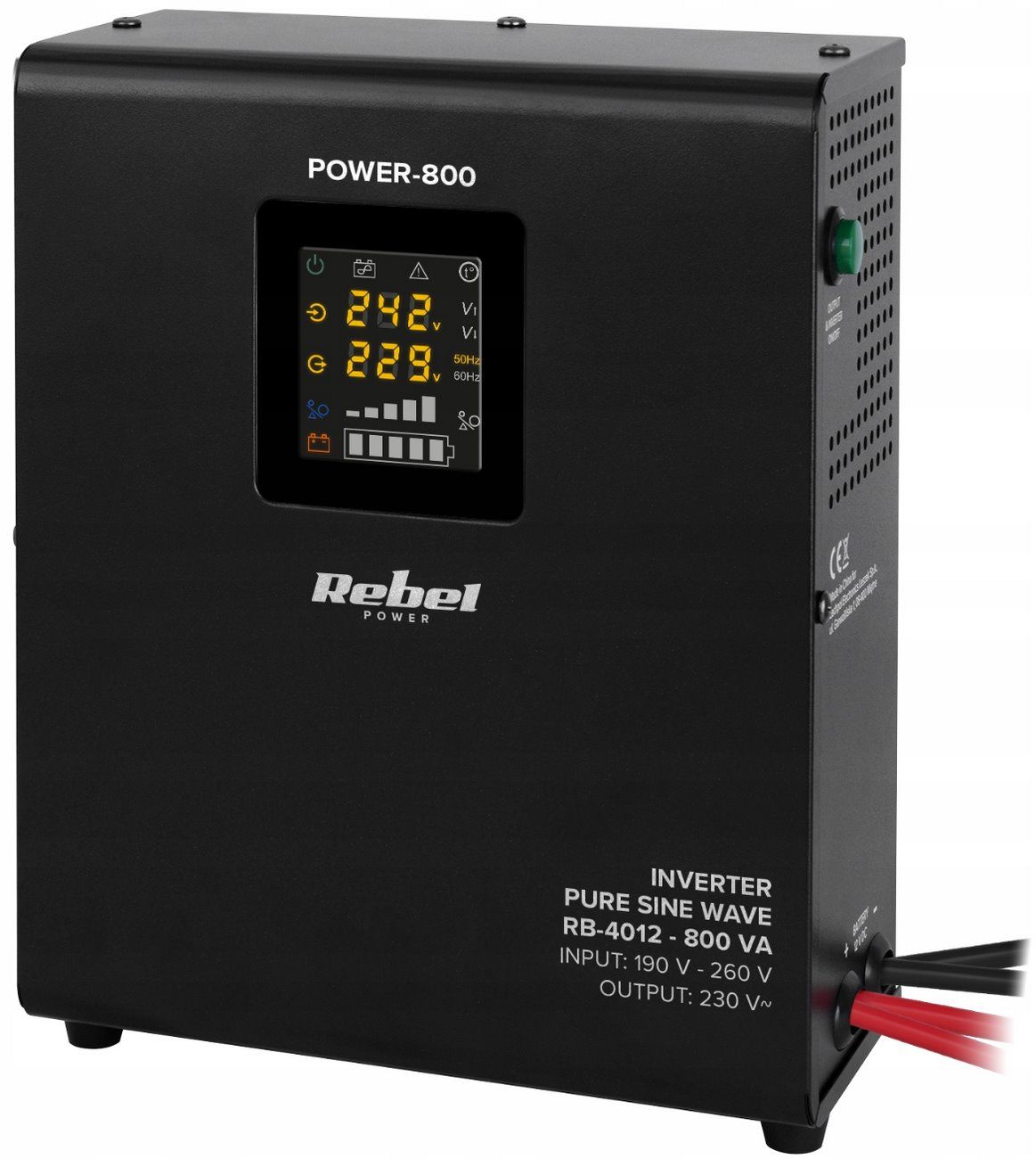 Wall-mounted Emergency Power Supply Rebel POWER-800 - converter with pure sine wave and charging function 12V 230V 800VA/500W