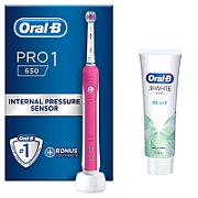 Oral-B Electric Toothbrush Pro Series 1 Cross Action For adults Rechargeable Pink Number of brush heads included 1 Number of teeth brushing modes 3