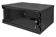 Wall-mounted network cabinet 19  4U  SOHO 241 x 540 x 400 mm  door glass  black  unfolded  60kg