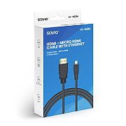 Savio CL-40/M HDMI (M) - micro HDMI (M) cable with Ethernet  2m  Black