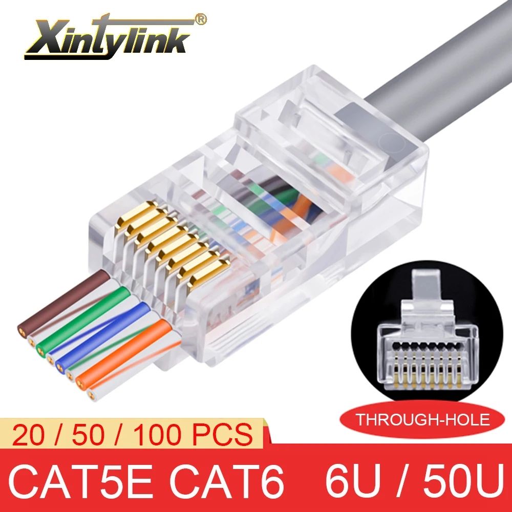 RJ45 (8P8C) Cat.5e/Cat6 Through-Hole Plug Termination Tool