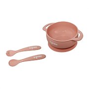 Set bol si lingurita silicon, roz, U-Grow