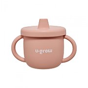Set diversificare 3 piese silicon : bol , farfurie si cana cu cioc, roz, U-Grow