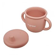 Set diversificare 3 piese silicon : bol , farfurie si cana cu cioc, roz, U-Grow