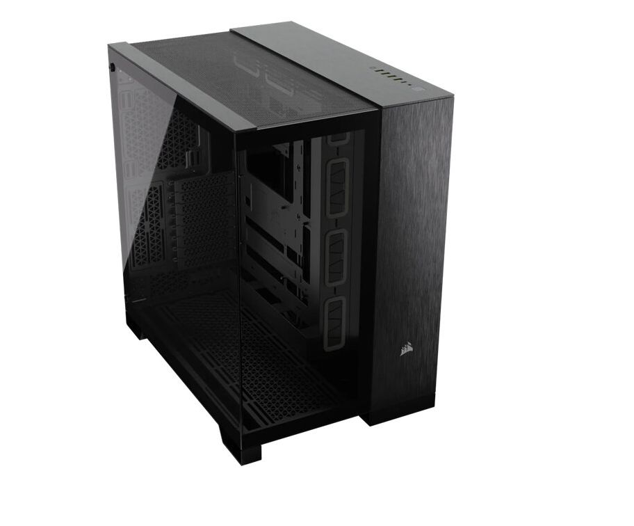 Carcasa CORSAIR 6500X Mid Tower DUAL CHAMBER NEGRU/OBSIDIAN ALUMINIUM, Tempered Glass, Sloturi Expansiune 8 orizontal + 3 vertical, Drive Bays: 2x3.5  2x2.5 , Format Placa De Baza Suportat: MIni-ITX, Micro-ATX, ATX, E-ATX, Lungime Maxima Placa Video: 400mm, Inaltime Maxima Cooler Procesor: 190mm