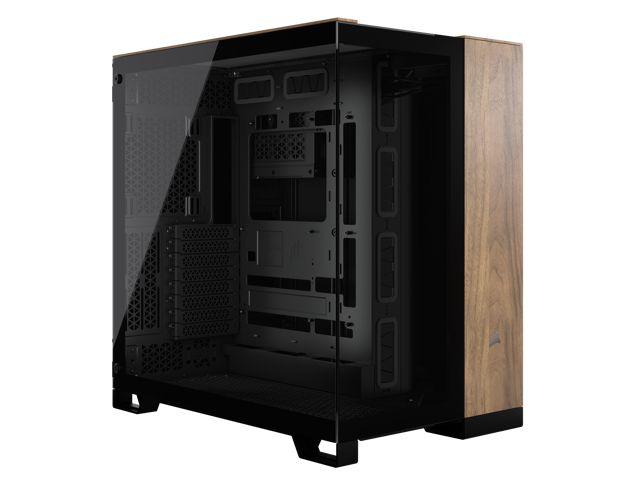 Carcasa CORSAIR 6500X Mid Tower DUAL CHAMBER NEGRU/WALNUT WOOD, Tempered Glass, Sloturi Expansiune 8 orizontal + 3 vertical, Drive Bays: 2x3.5  2x2.5 , Format Placa De Baza Suportat: MIni-ITX, Micro-ATX, ATX, E-ATX, Lungime Maxima Placa Video: 400mm, Inaltime Maxima Cooler Procesor: 190mm