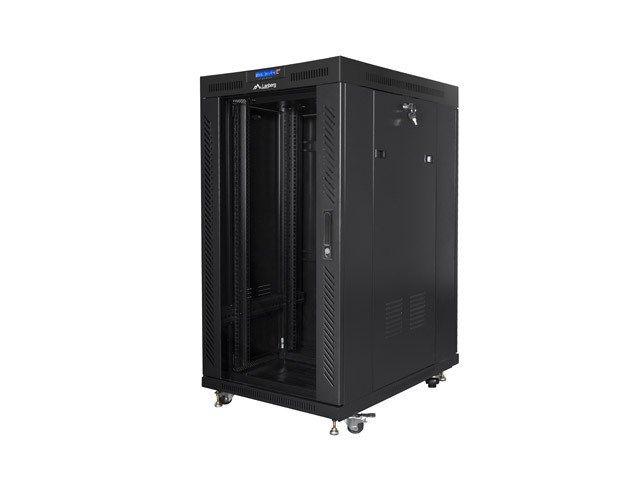 FLOOR-STANDING RACK CABINET 19  22U 800X1000 BLACK LCD GLASS DOOR LANBERG (FLAT PACK) V2