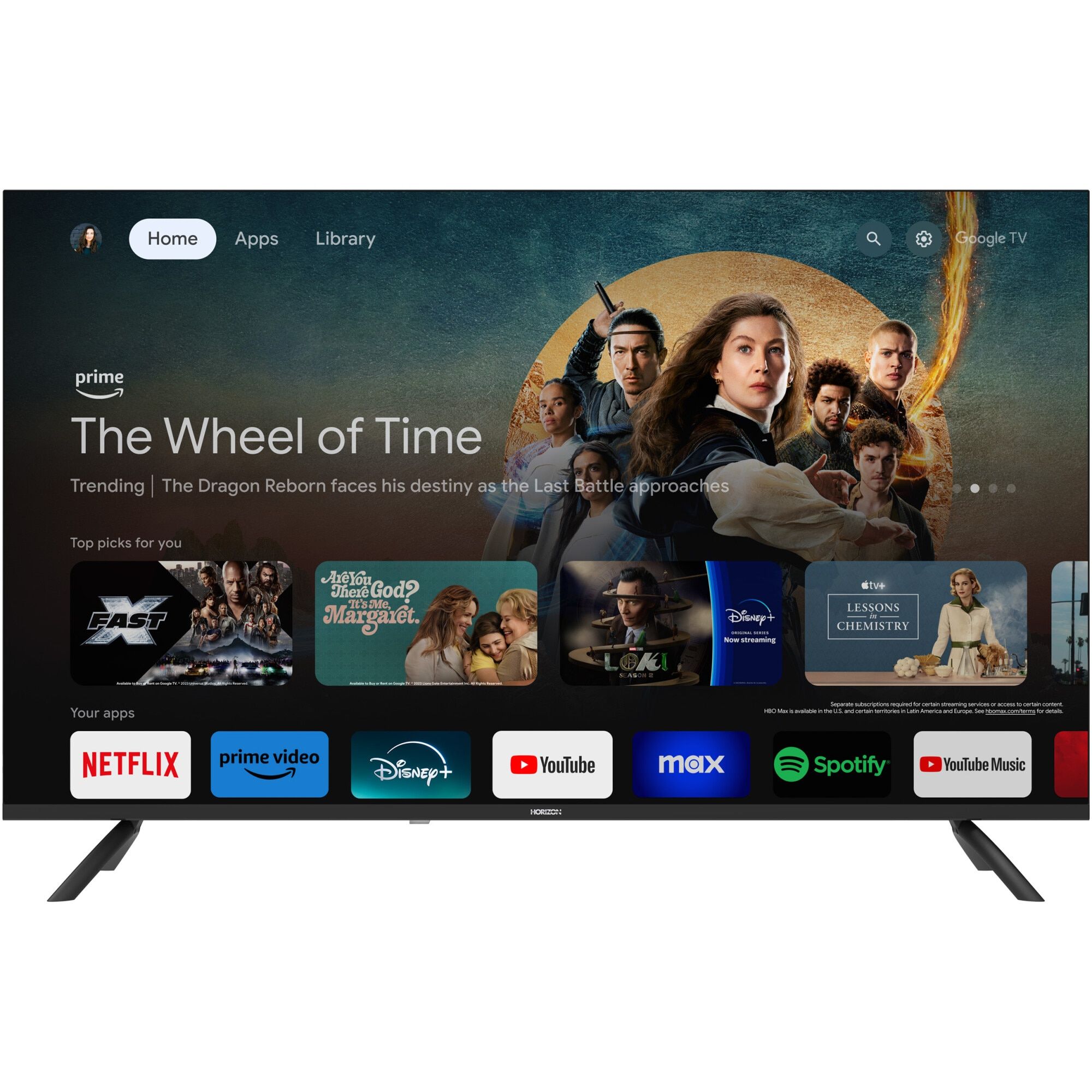 LED TV HORIZON 32HL7590H/D, 32  D-LED, HD (720p), CME 200Hz, DVB- S2/T2/C, Contrast 3000:1, 180 cd/m2, Google TV, Google Cast + Google Assistant + BT5.0, 1xLAN (RJ45), 1xCI+, 3xHDMI, 2xUSB, 1xOPTICAL, VESA 100 x 100 mm M6, Double Neck-Foot Stand, BLACK