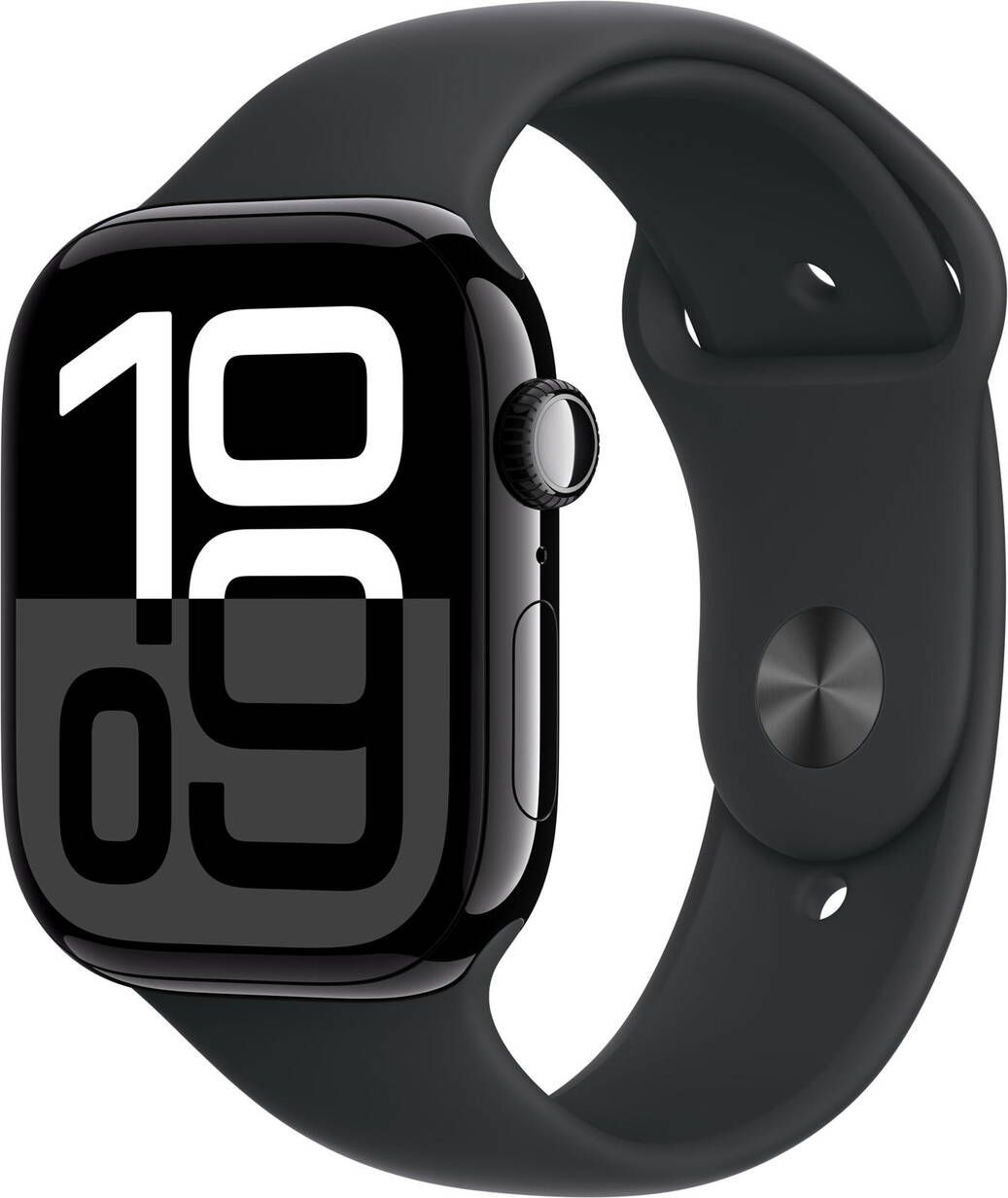 Apple Watch Series 10 jet black aluminium  46mm 4G black sport band Size S/M