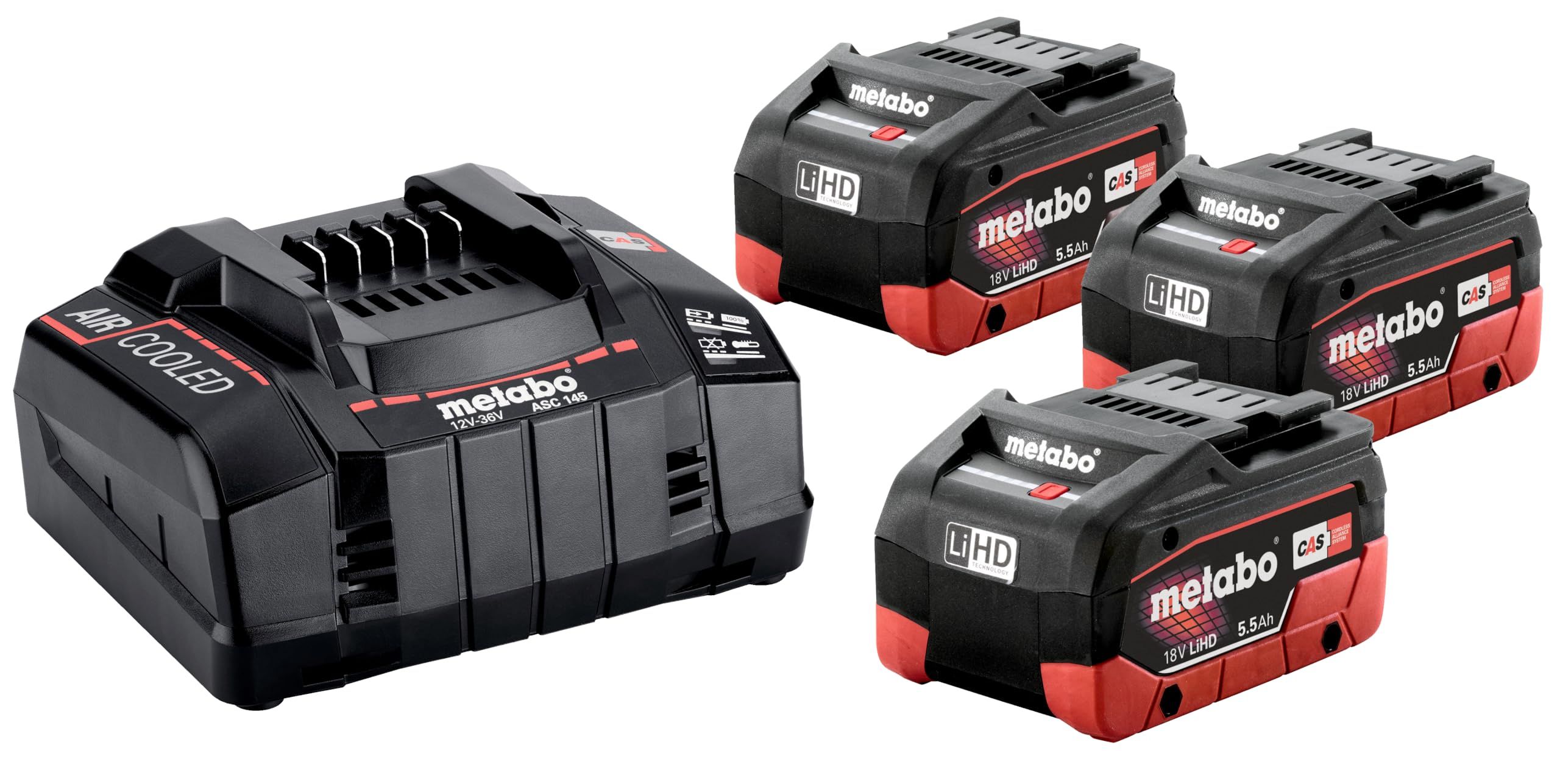 METABO. BATTERY 18V 5.5Ah LIHD x3+CHARGE. ASC 145