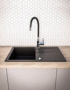 BALI sink (62x44) 1B1D black + Lungo mixer tap