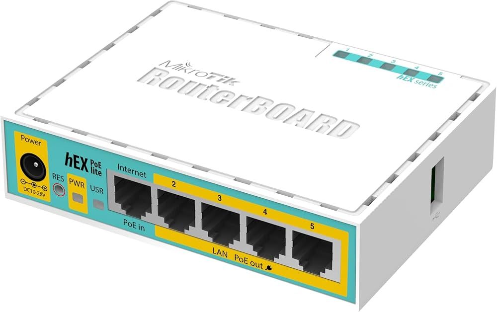 Konica Minolta Mikrotik hEX PoE lite router Fast Ethernet Biały
