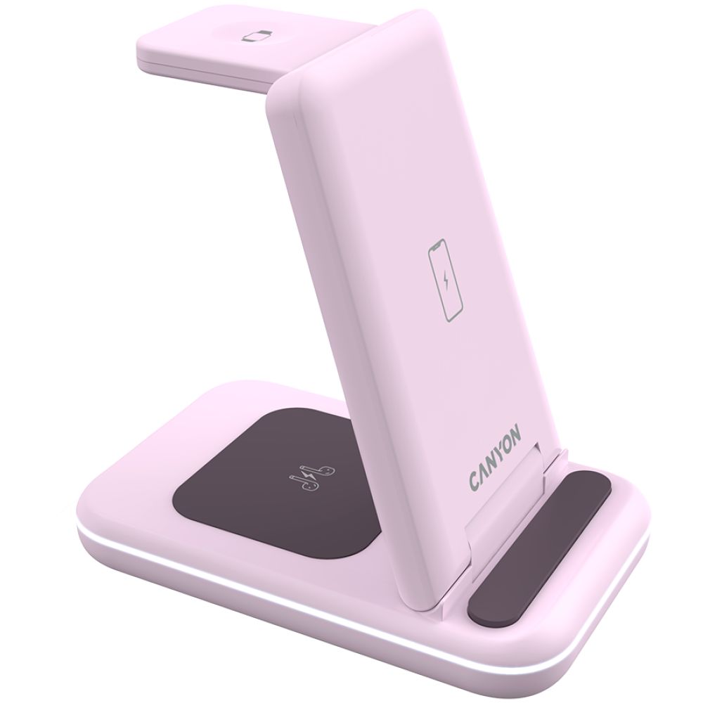 CANYON wireless charger WS-304 15W 3in1 Iced Pink