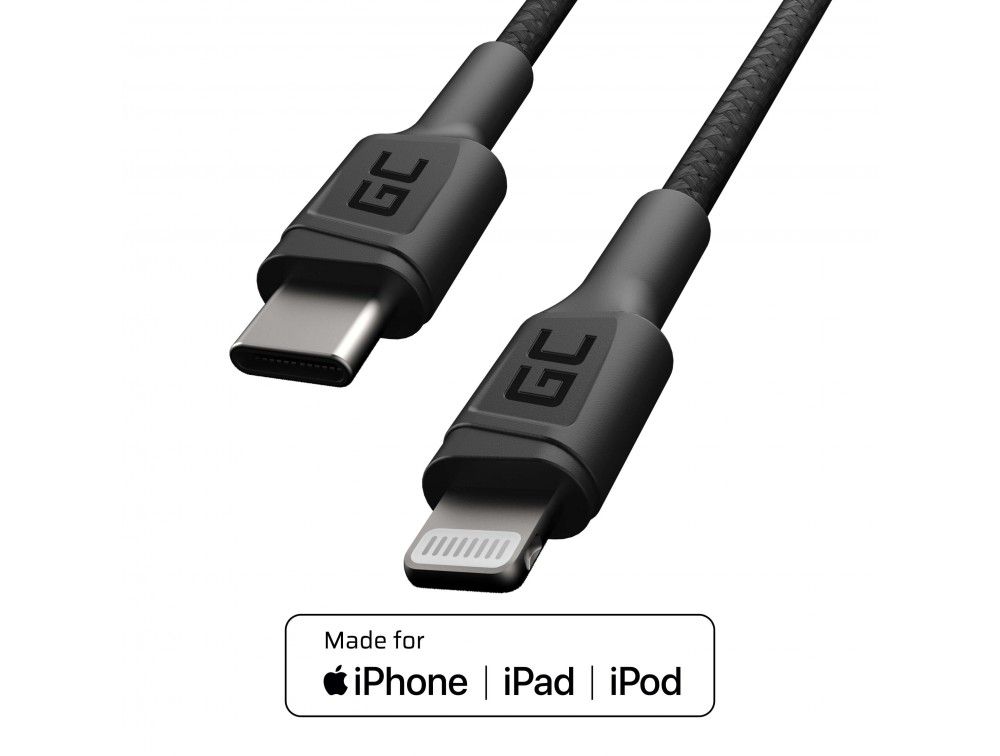 Green Cell KABGC07 lightning cable 1 m Black