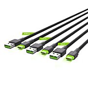 Green Cell Set 3x GC Ray USB-C Cable 30cm  120cm  200cm with green LED backlight  fast charging UC  QC 3.0