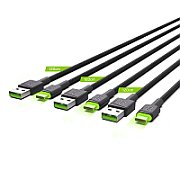 Green Cell Set 3x Ray USB-C 120cm Cable with green LED backlight  fast charging Ultra Charge  QC 3.0