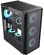 Carcasa gaming Serioux Vanguard, tip middle tower, capac superior cu filtru magnetic de praf, panoul lateral: sticla securizata, sasiu: SPCC 0.5T, USB2.0x2+HD Audio, USB 3.0 x1, porturi rezervate pentru ventilator:, față: 3 x ventilatoare fix de 120mm(incluse)ARGB, suportă cooler pe  lichid