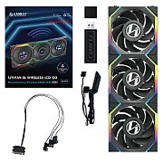 Lian Li UNI FAN SL Wireless LCD Fan  ARGB  PWM  3-Pack incl. Controller - Reverse Blade  120 mm  black