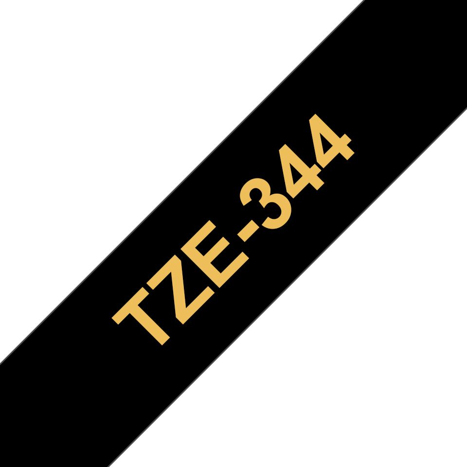 TZE-344 LAMINATED TAPE 18MM 8M/GOLD ON BLACK