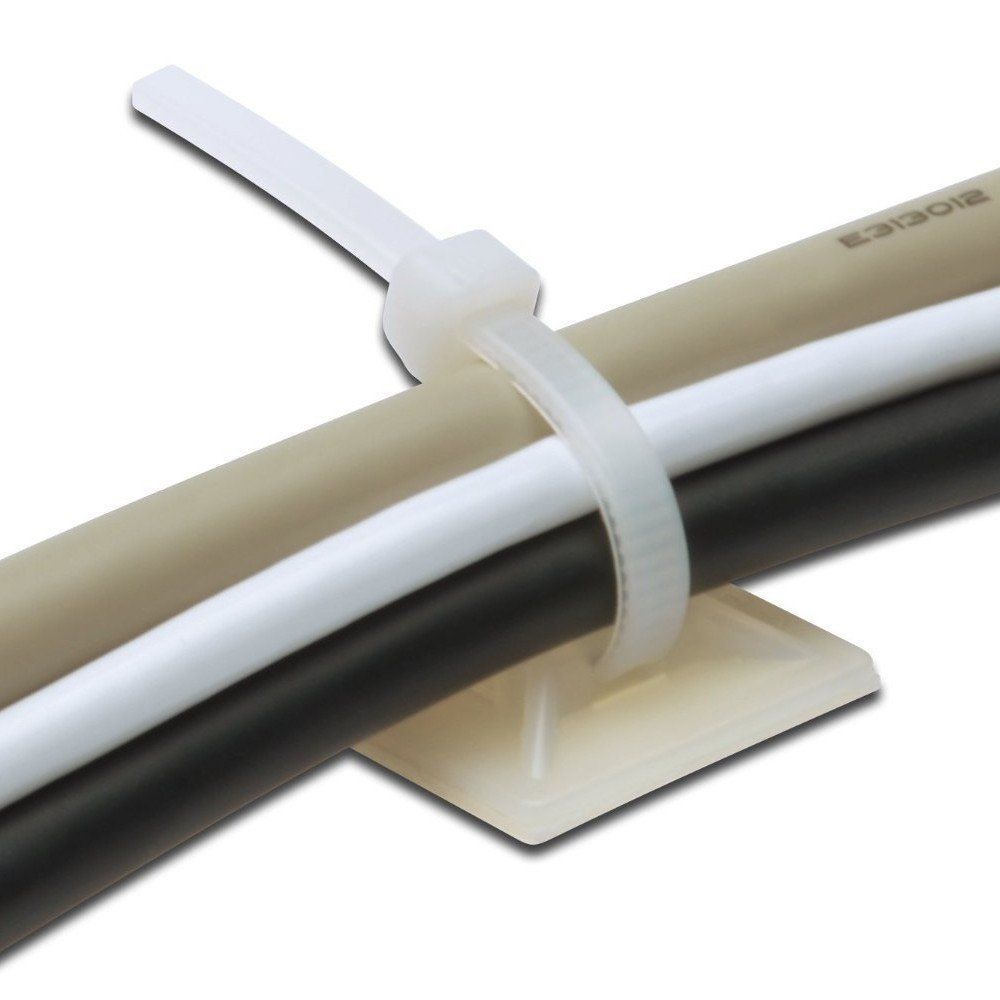 SUPORT prindere cabluri Logilink, set 100 buc, 28 mm x 28 mm, autoadezive, ABS, intrare cabluri 11 mm x 4.5 mm, crem,  KAB0044 