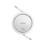 CABLU alimentare si date Baseus Free2Pull Mini, Fast Charging Data Cable pt. smartphone, retractabil, USB Type-C la USB Type-C 60W, 1m, alb  P10364500211-01  (timbru verde 0.08 lei)