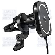 CAR HOLDER LOGILINK, wireless magnetic, 1 x USB-A, max. 18 W, grade, negru,  PA0329 