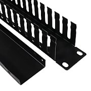 PANOU gestionare cabluri SPACER, tip masca orizontala blank, 19 inch, 1U, 0.8mm, negru,  SPCM-1UF-BK-02 