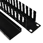 PANOU gestionare cabluri SPACER, tip masca orizontala cu perii, 19 inch, 1U, 0.8mm, negru,  SPCM-1UB-BK-02 