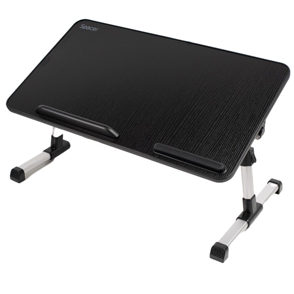 MASUTA SPACER notebook 17 , 52x30x1.2cm, inaltime reglabila 24-32cm, inclinare ajustabila pana la 30grade, stopper laptop, armrest/opritor mouse silicon, Negru,   SPNS-TABLE-BK 