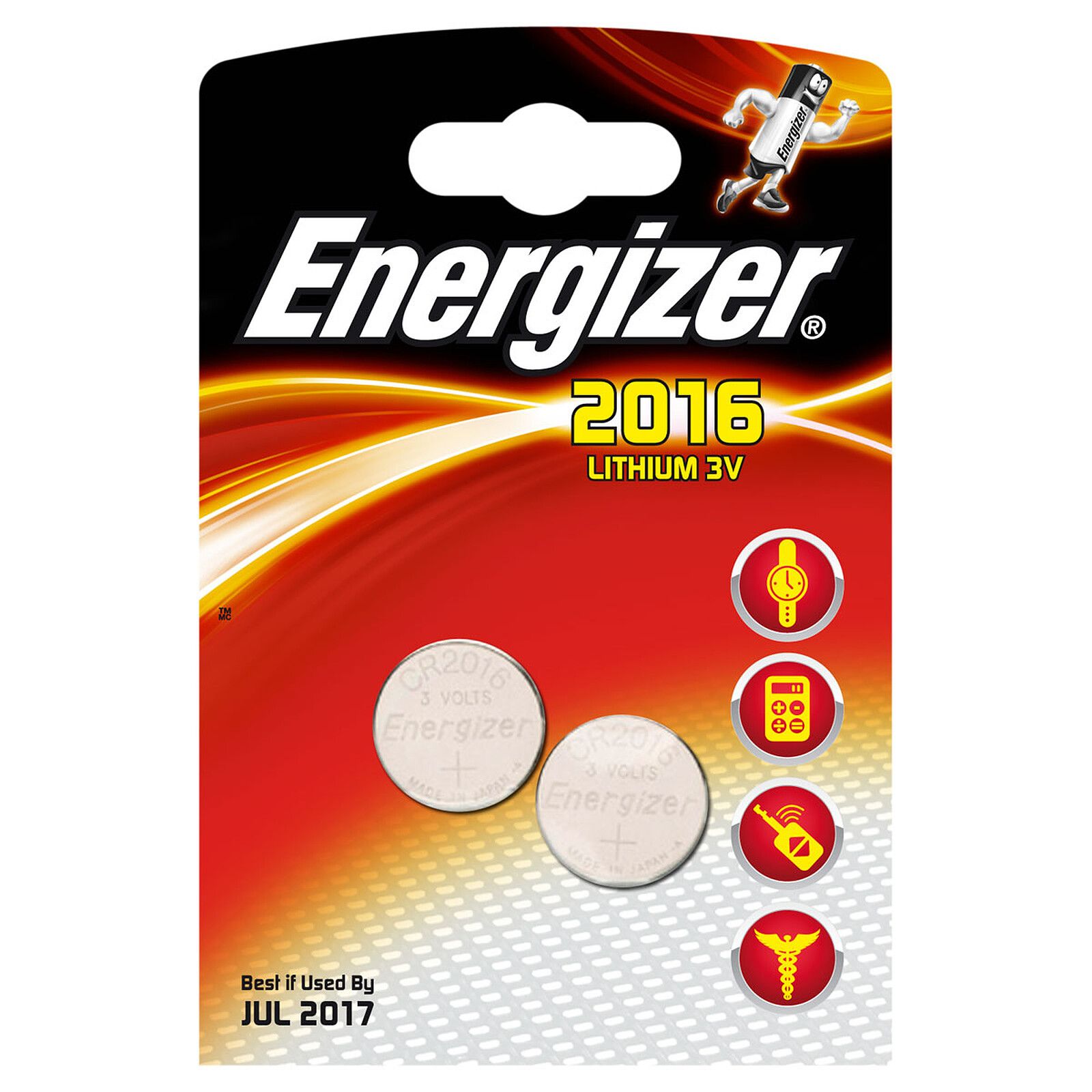 Baterii litiu CR2016, 2 buc/set, Energizer