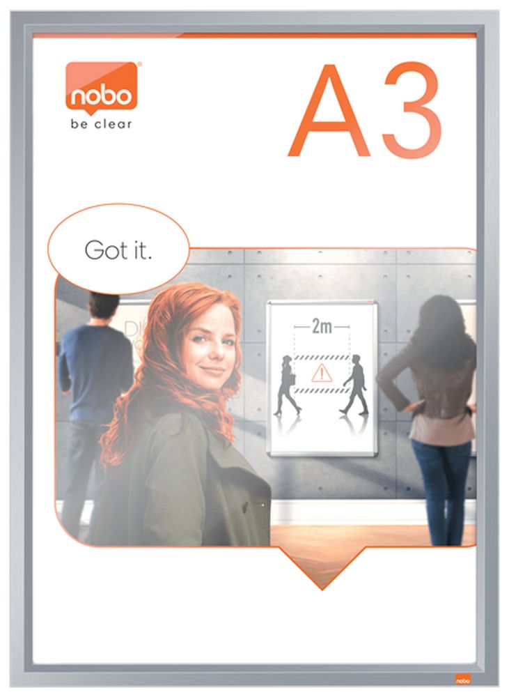 Rama pentru perete NOBO Impression Pro, aluminiu, cu clip, A3, gri