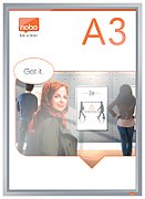 Rama pentru perete NOBO Impression Pro, aluminiu, cu clip, A3, gri