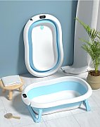 Cadita cu pernuta pentru bebelusi, termometru digital incorporat, pliabila, dop se scurgere, picioare anti-alunecare , blue, U-Grow