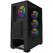 Carcasa AQIRYS Gacrux RGB Mid Tower ARGB NEGRU, Tempered Glass, Sloturi Expansiune 7, Drive Bays: 2x3.5  2x2.5 , Ventilatoare Suportate: 6 (spate: 1x120mm, fata: 3x120mm sau 3x140mm, sus: 2x120mm), Ventilatoare Incluse: 4 (spate: 1x120mm, fata: 3x120mm), Format Placa De Baza Suportat: Mini-ITX