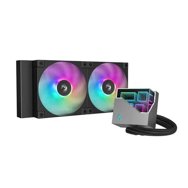 DeepCool  LT 240ARGB , skt. Intel si AMD, racire cu lichid, 2 x 120mm, 600 - 2400 RPM, iluminare RGB, negru  R-LT240-BKAMNC-G-1  (timbru verde 2.00 lei)