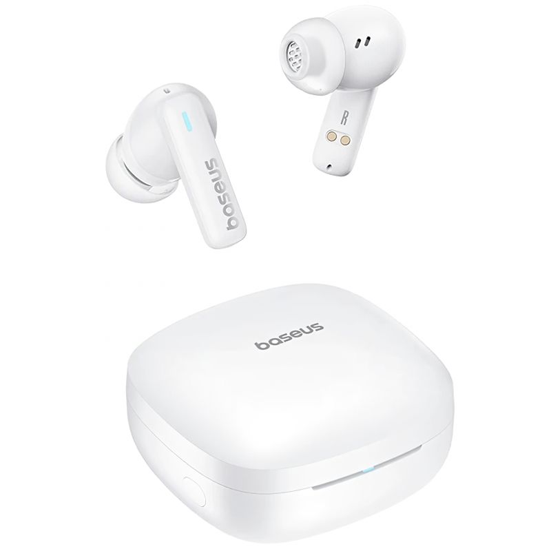 Casti Baseus Bowie E19 TWS,  wireless, bluetooth 5.3, microfon pe casca, durata de viata baterie 25 ore, alb