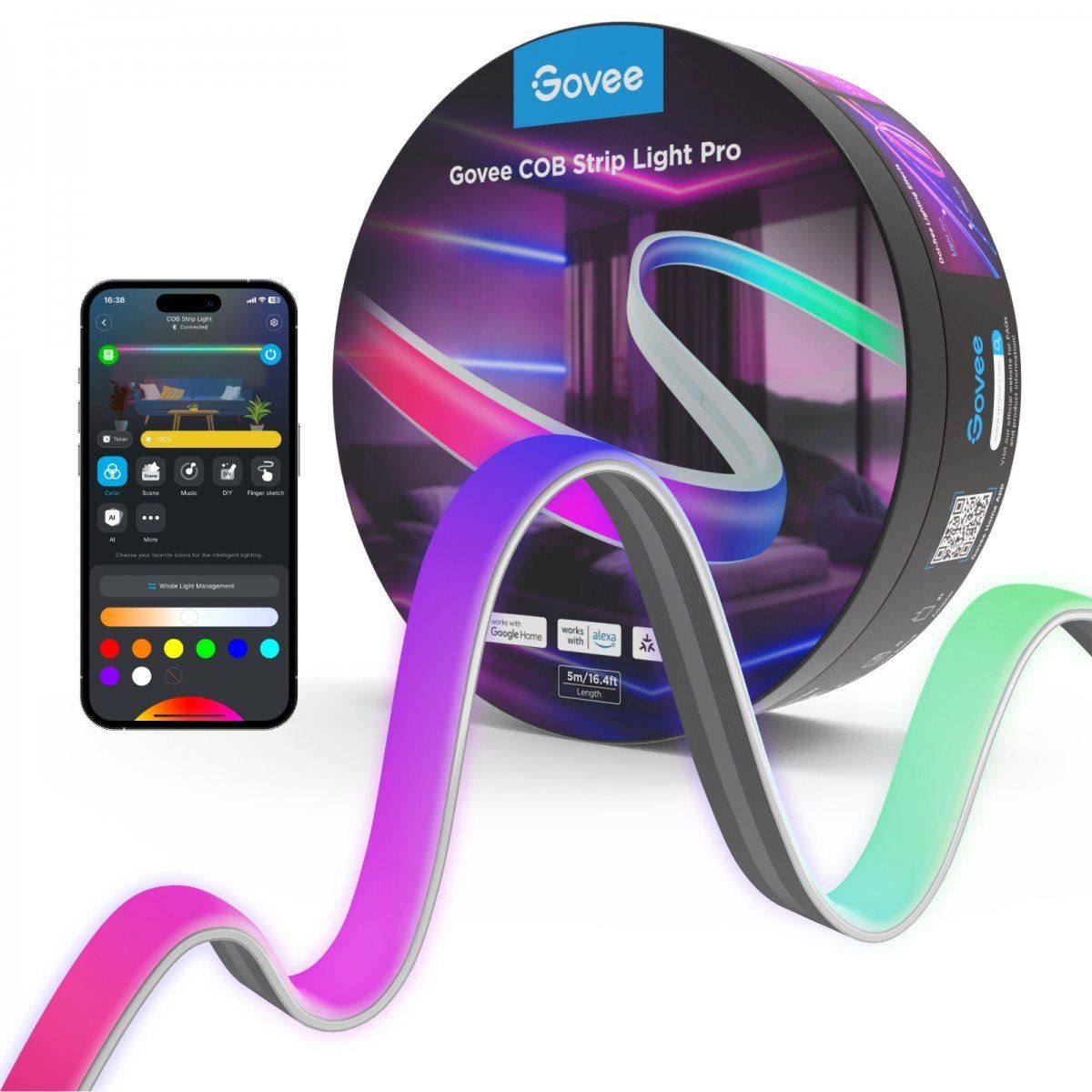 Govee H61E5 COB Strip Lights Pro 3m | LED Strip | Wi-Fi  Bluetooth  RGBICW