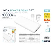 PLATINET POWER BANK SET 10000 MAH + 20W PD CHARGER + 1M CABLE WHITE [45998]