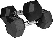 Rubberized cast iron dumbbell HEX 20 kg REBEL ACTIVE