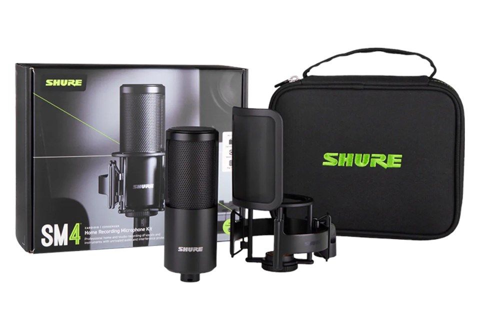 Shure SM4-K-KIT - condenser microphone  externally polarised  handle  popfilter  case
