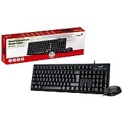 KIT wired GENIUS USB, tastatura 104 taste (concave) + mouse optic 1200dpi, 3 butoane, AI key, black,  KM-100SE   31330009400   (timbru verde 0.8 lei)
