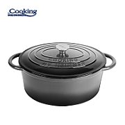 SEMIOALA FONTA OVALA EMAILATA + CAPAC 33x26.5x11.5CM, 6L MARBLE GREY, COOKING BY HEINNER