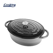 SEMIOALA FONTA OVALA EMAILATA + CAPAC 33x26.5x11.5CM, 6L MARBLE GREY, COOKING BY HEINNER