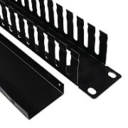 PANOU gestionare cabluri SPACER, tip masca orizontala, 19 inch, 1U, negru,  SPCM-1U-BK-03