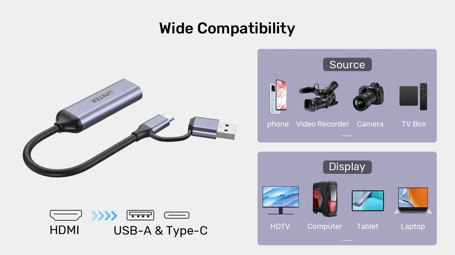 Video grabber Unitek USB-C/A  4K HDMI 1.4b
