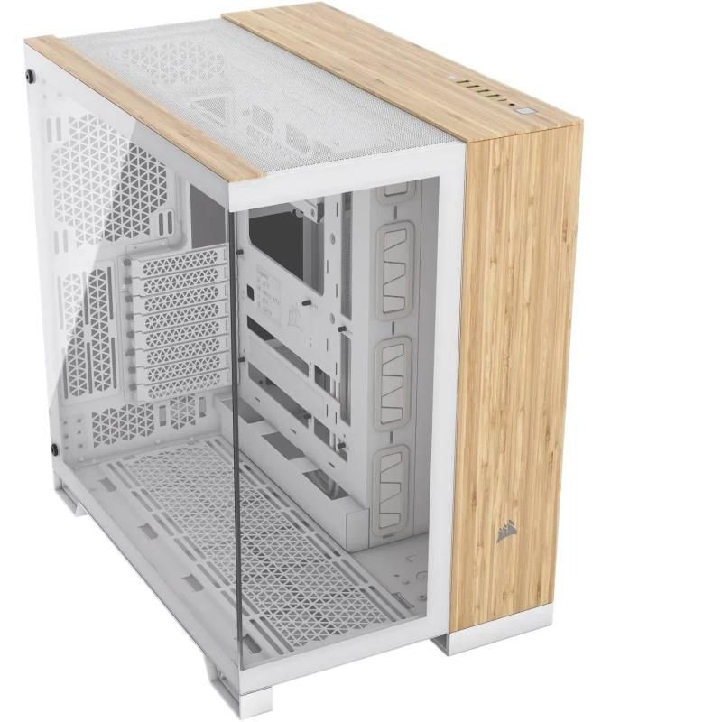 Carcasa CORSAIR 6500X Mid-Tower Dual Chamber E-ATX WHITE/BAMBOO WOOD Tempered Glass, Cooling Layout -fata: none, sus: 3x120mm sau 3x140mm, lateral: 3x120mm, jos: 3x120mm sau 3x140mm, spate: 1x120mm sau 1x140mm Compatibilitate Radiator -fata: none, sus: 360mm 280mm 240mm, lateral: 360mm 240mm, jos